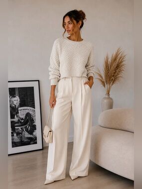 Cozy Cream Textured Knit Sweater